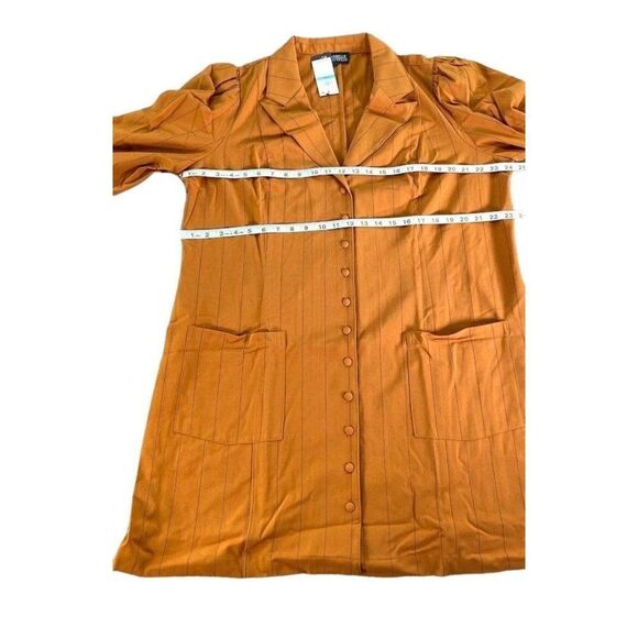 Danielle Bernstein Dress Women's 20W 2X Plus Size Brown Black Pinstripe V-Neck - Picture 4 of 15